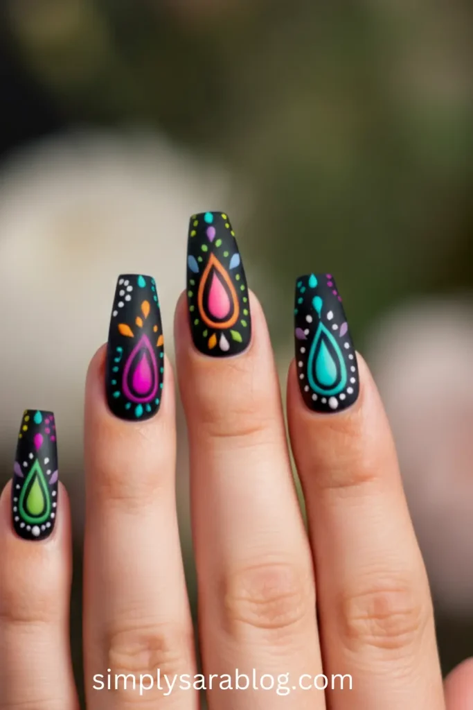 Floral Matte Nails