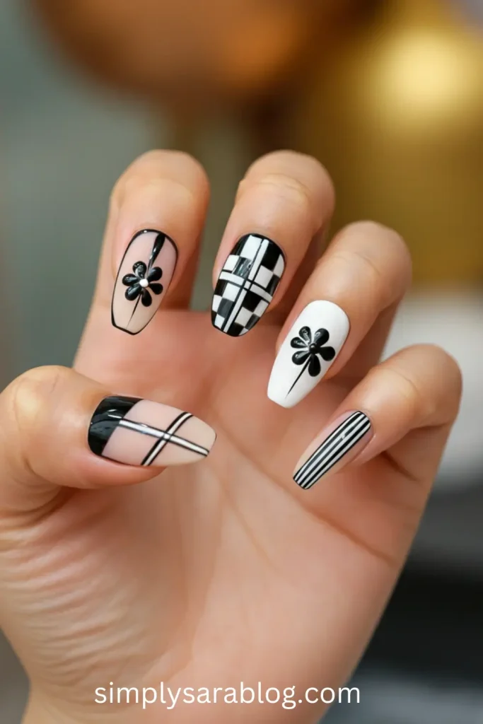 Geometric Monochrome Nails