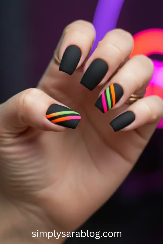 Matte Black with Neon Stripes