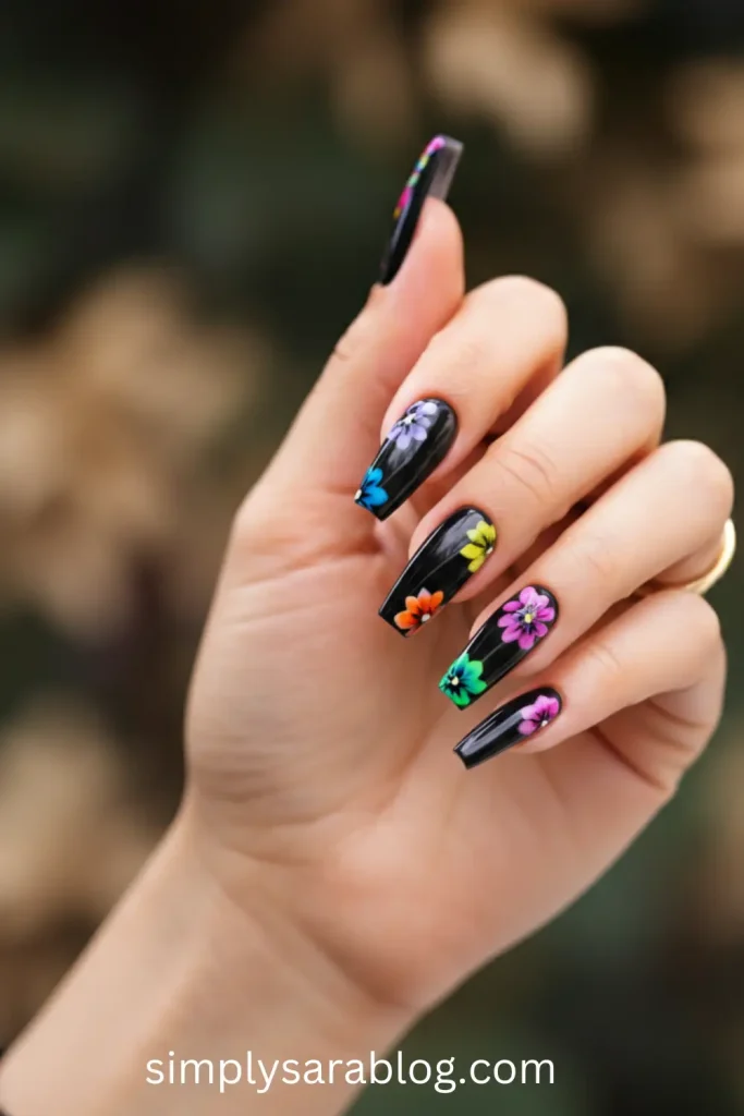 Vibrant floral nails